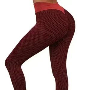 Red TikTok Leggings Ruched Butt Lifting All Sizes